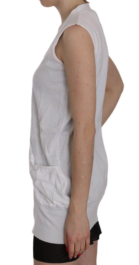 PINK MEMORIES Elegant Sleeveless Cotton Vest in Pristine White - Hilstor