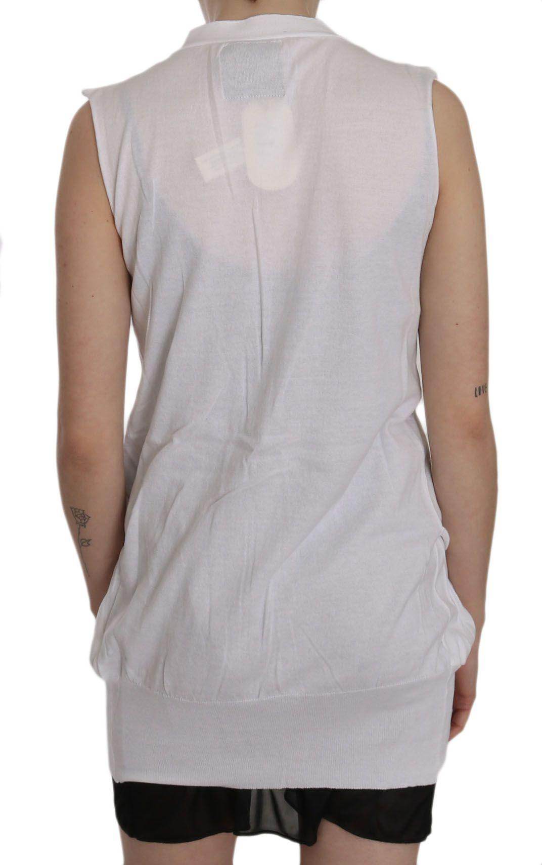 PINK MEMORIES Elegant Sleeveless Cotton Vest in Pristine White - Hilstor