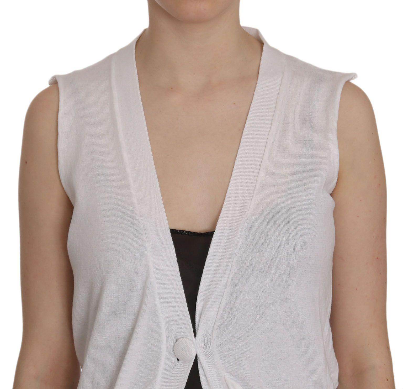 PINK MEMORIES Elegant Sleeveless Cotton Vest in Pristine White - Hilstor