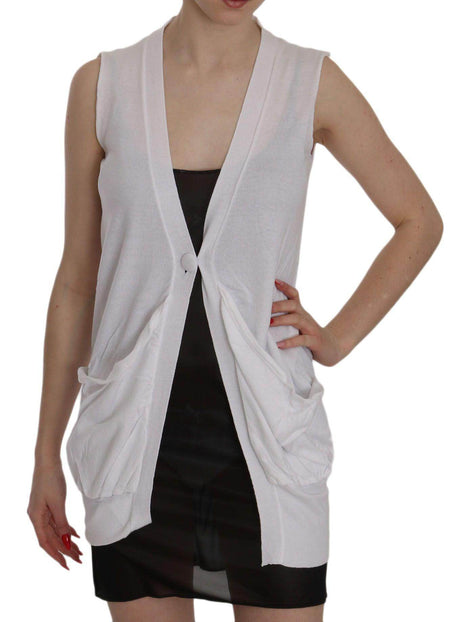 PINK MEMORIES Elegant Sleeveless Cotton Vest in Pristine White - Hilstor