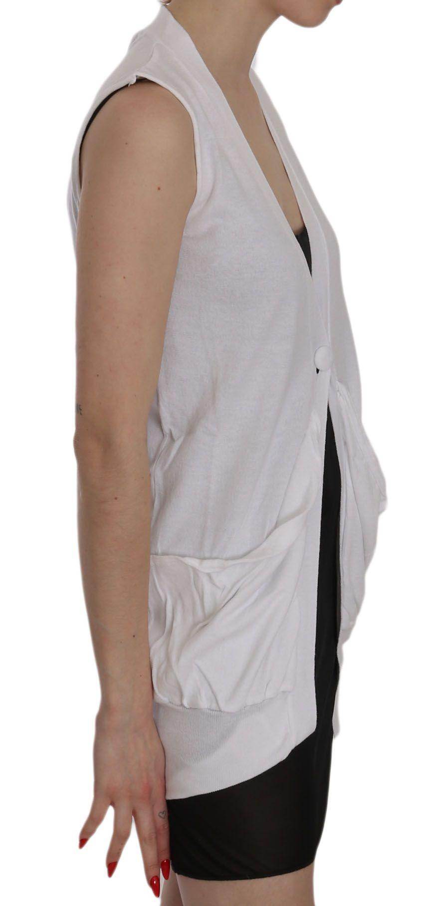 PINK MEMORIES Elegant Sleeveless Cotton Vest in Pristine White - Hilstor