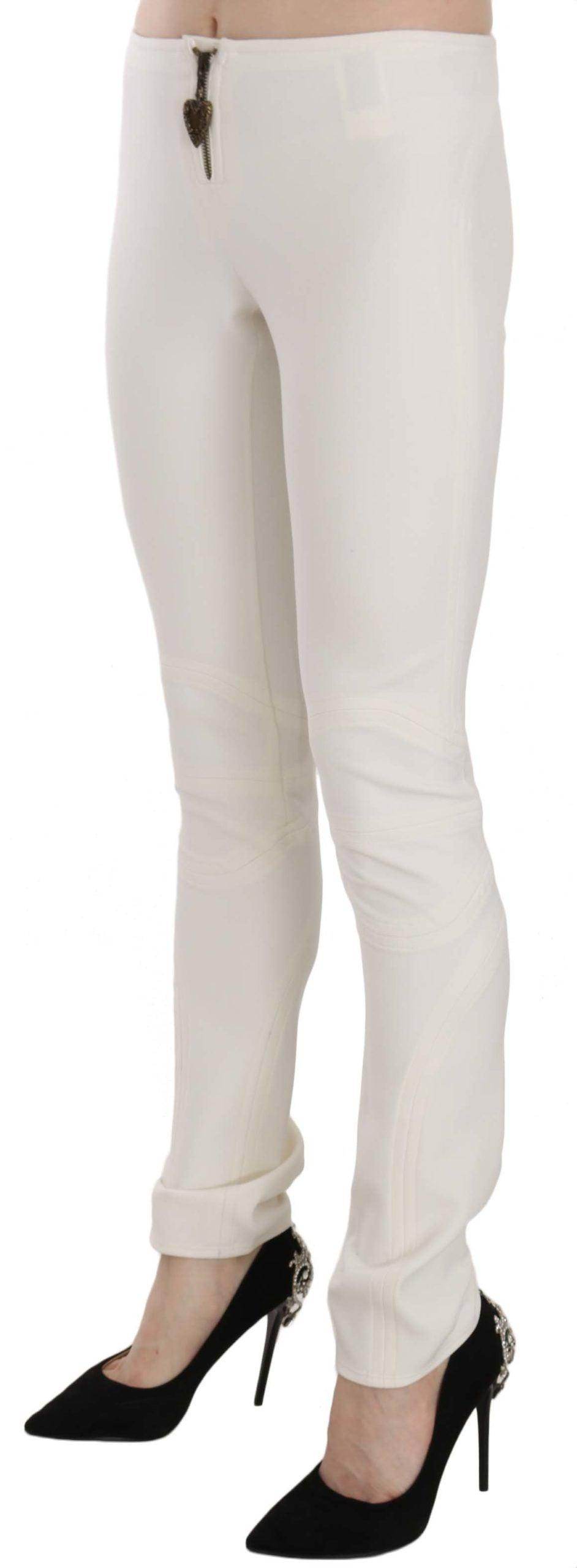 Just Cavalli White Mid Waist Skinny Dress Trousers Pants - Hilstor
