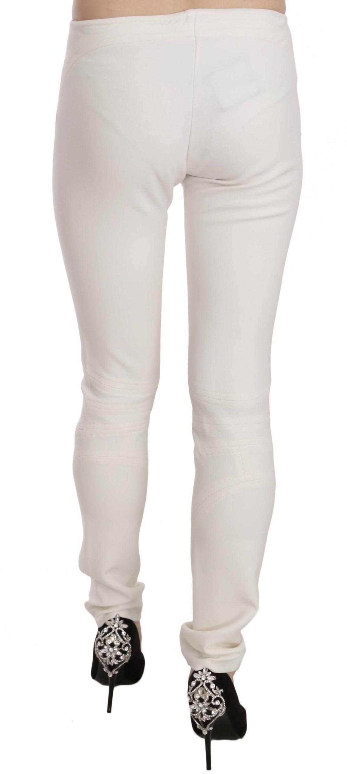 Just Cavalli White Mid Waist Skinny Dress Trousers Pants - Hilstor