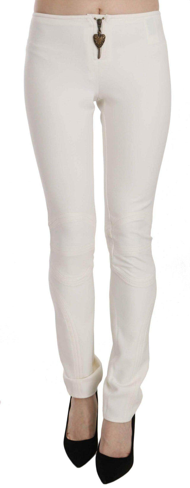 Just Cavalli White Mid Waist Skinny Dress Trousers Pants - Hilstor