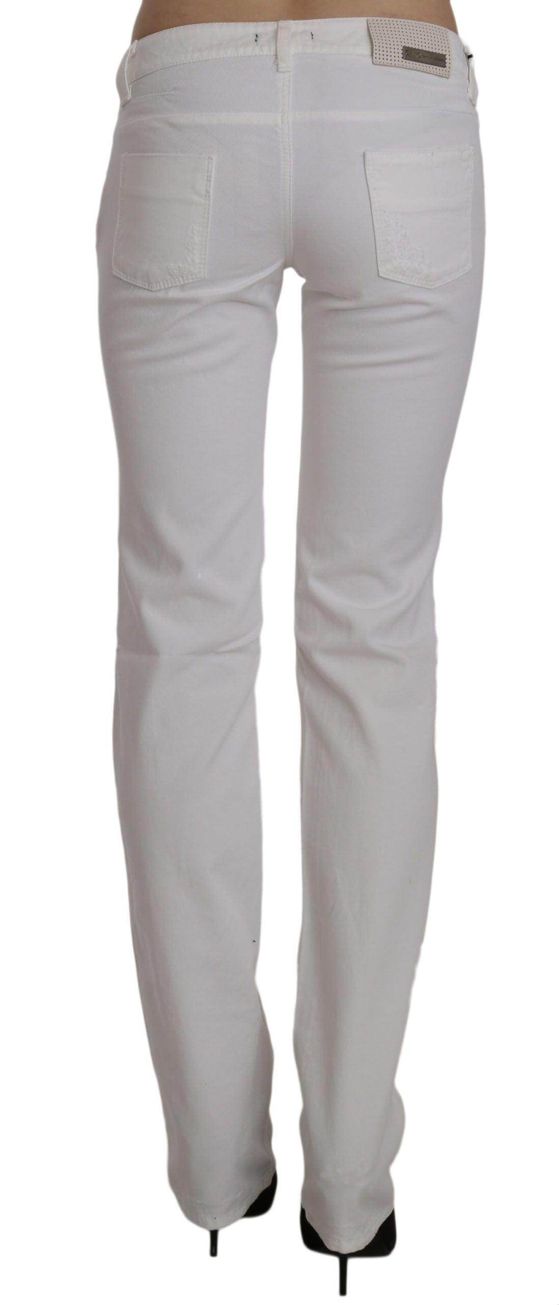 Costume National White Cotton Slim Fit Straight Jeans Pants - Hilstor