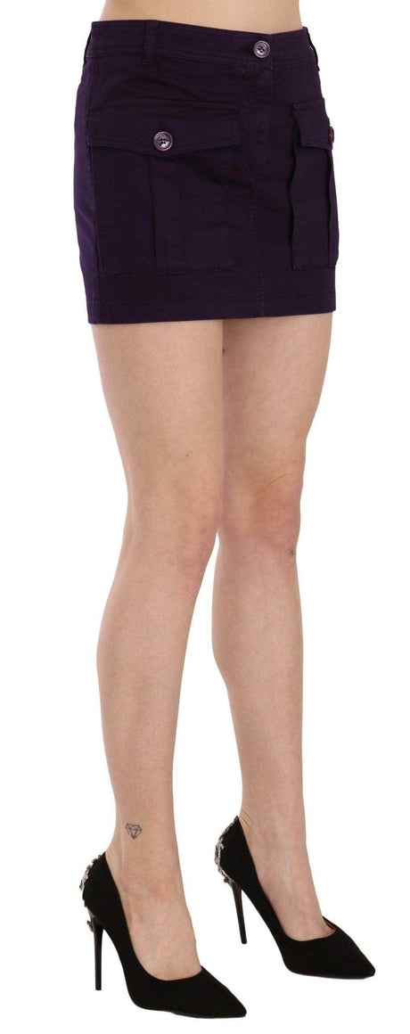 GF Ferre Elegant Purple High-Waist A-Line Mini Skirt - Hilstor