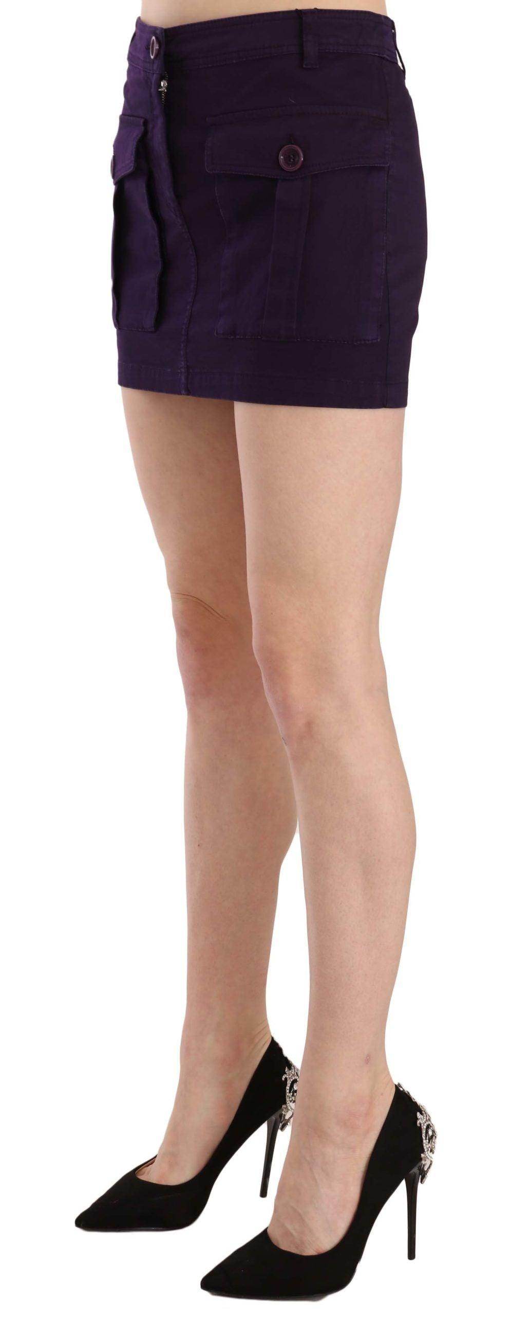 GF Ferre Elegant Purple High-Waist A-Line Mini Skirt - Hilstor