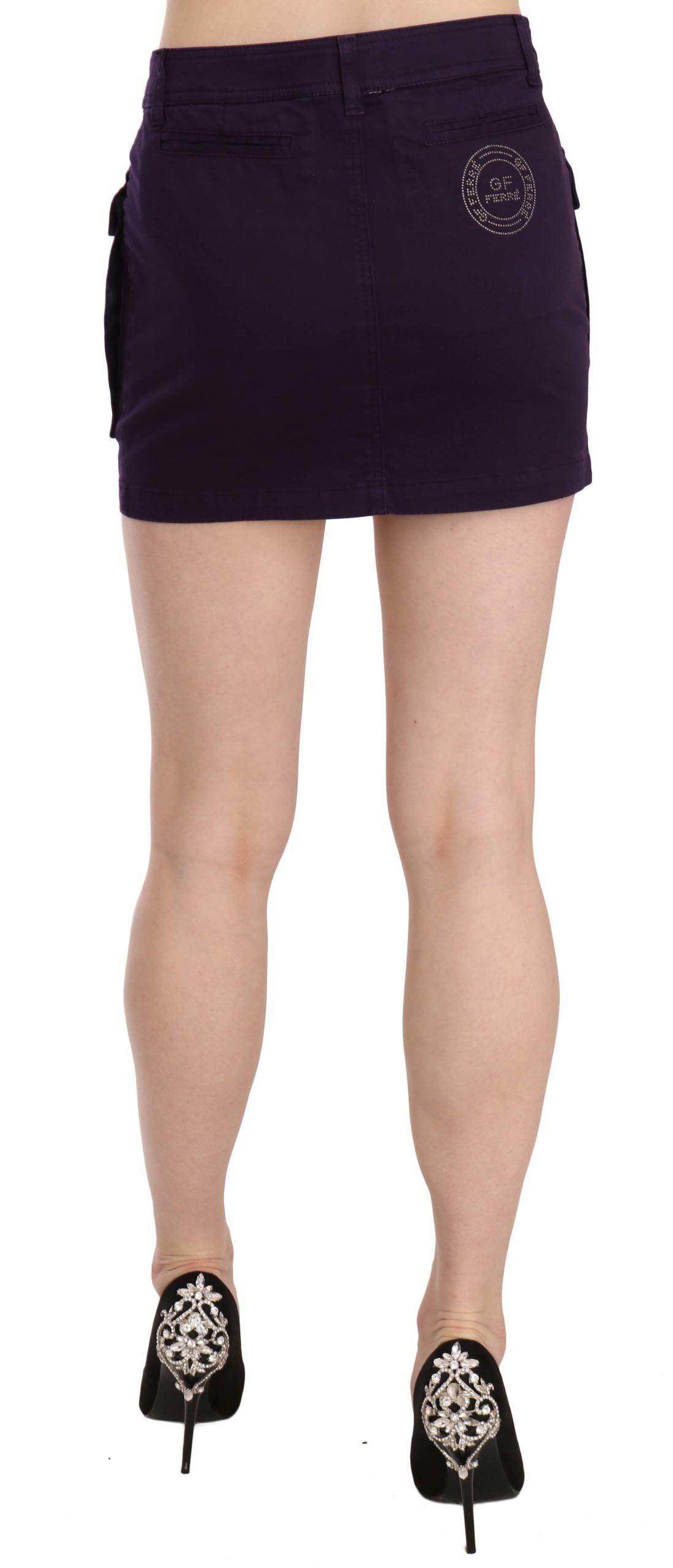GF Ferre Elegant Purple High-Waist A-Line Mini Skirt - Hilstor