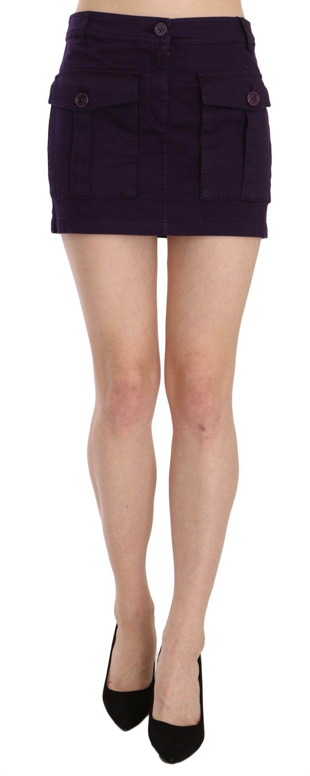 GF Ferre Elegant Purple High-Waist A-Line Mini Skirt - Hilstor