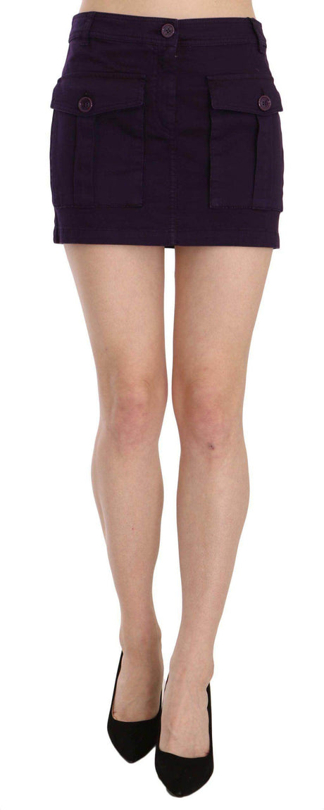 GF Ferre Elegant Purple High-Waist A-Line Mini Skirt - Hilstor