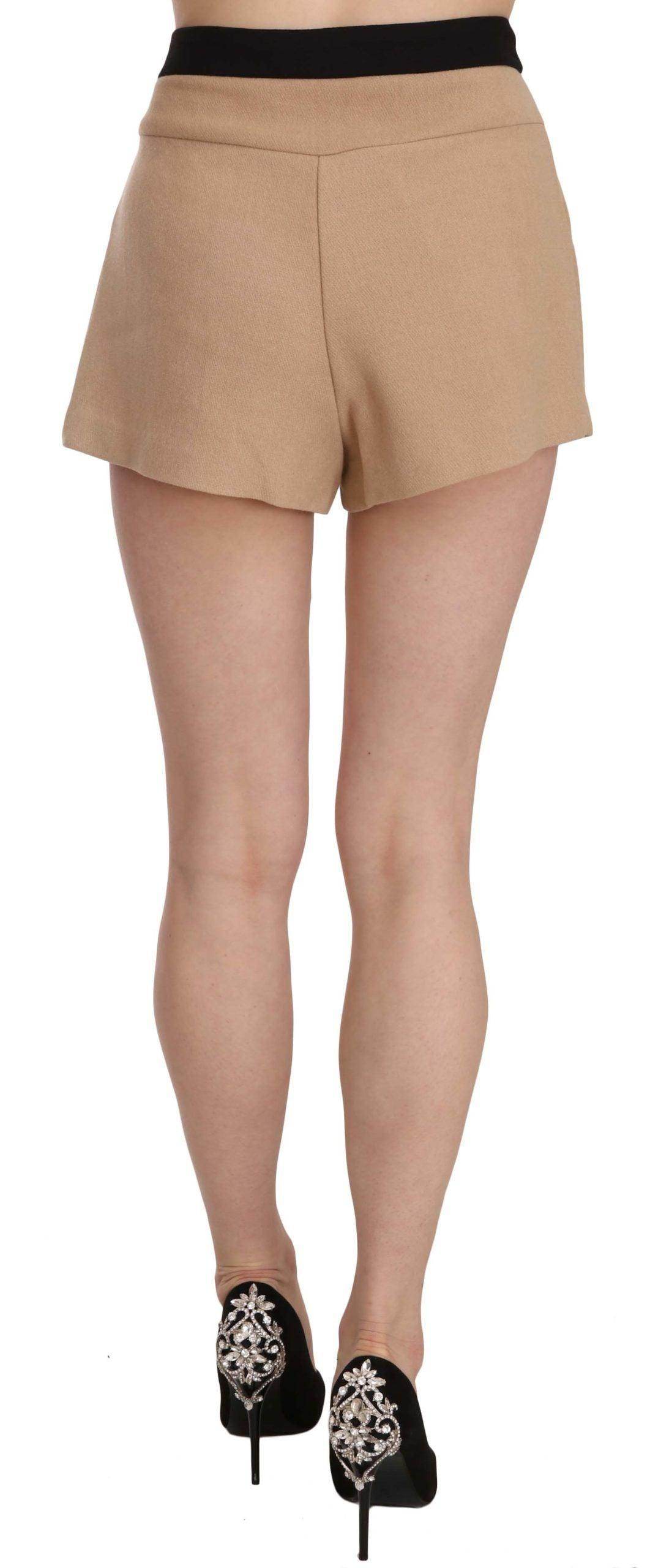 Costume National Chic Beige Mid Waist Mini Shorts - Hilstor