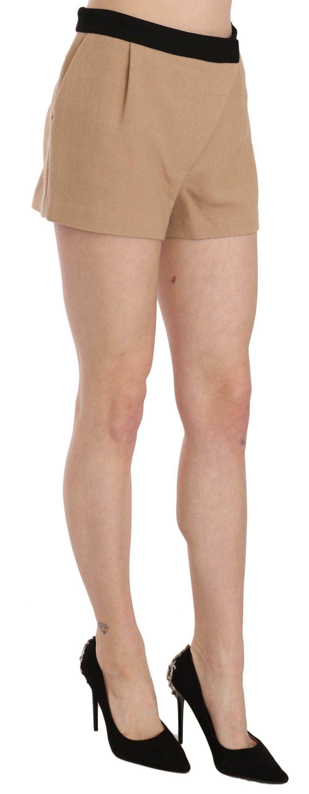 Costume National Chic Beige Mid Waist Mini Shorts - Hilstor