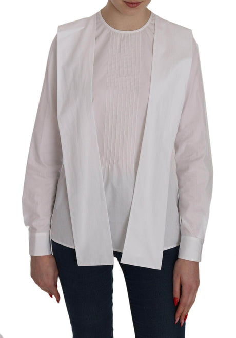 Dsquared² White Crew Neck Long Sleeve Cotton Blouse - Hilstor