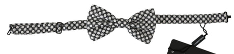 Dolce & Gabbana Elegant Black White Circle Silk Bow Tie - Hilstor