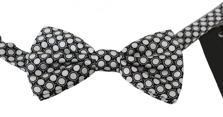 Dolce & Gabbana Elegant Black White Circle Silk Bow Tie - Hilstor