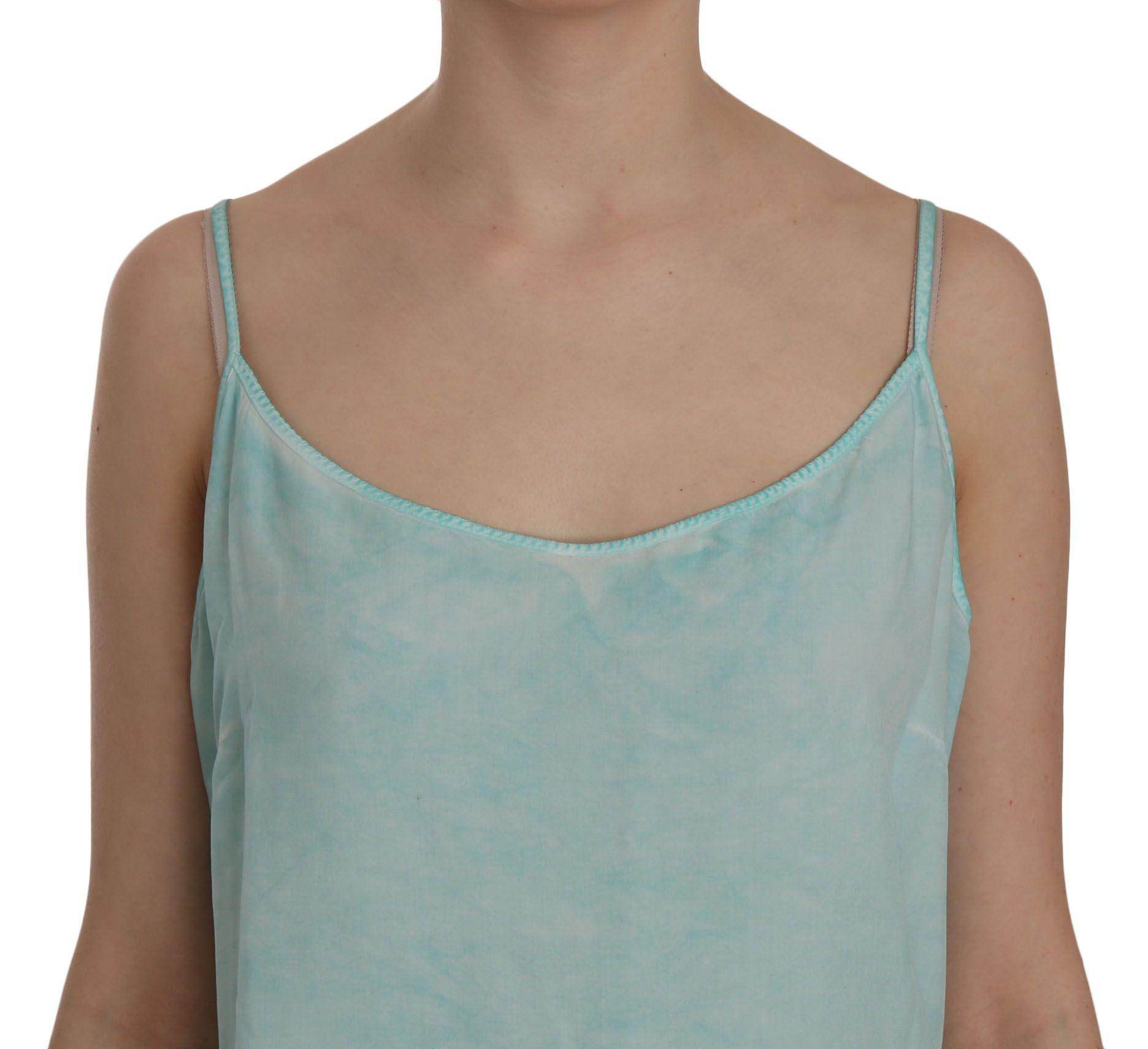 Ermanno Scervino Blue Sleeveless Spaghetti Dress Blouse - Hilstor