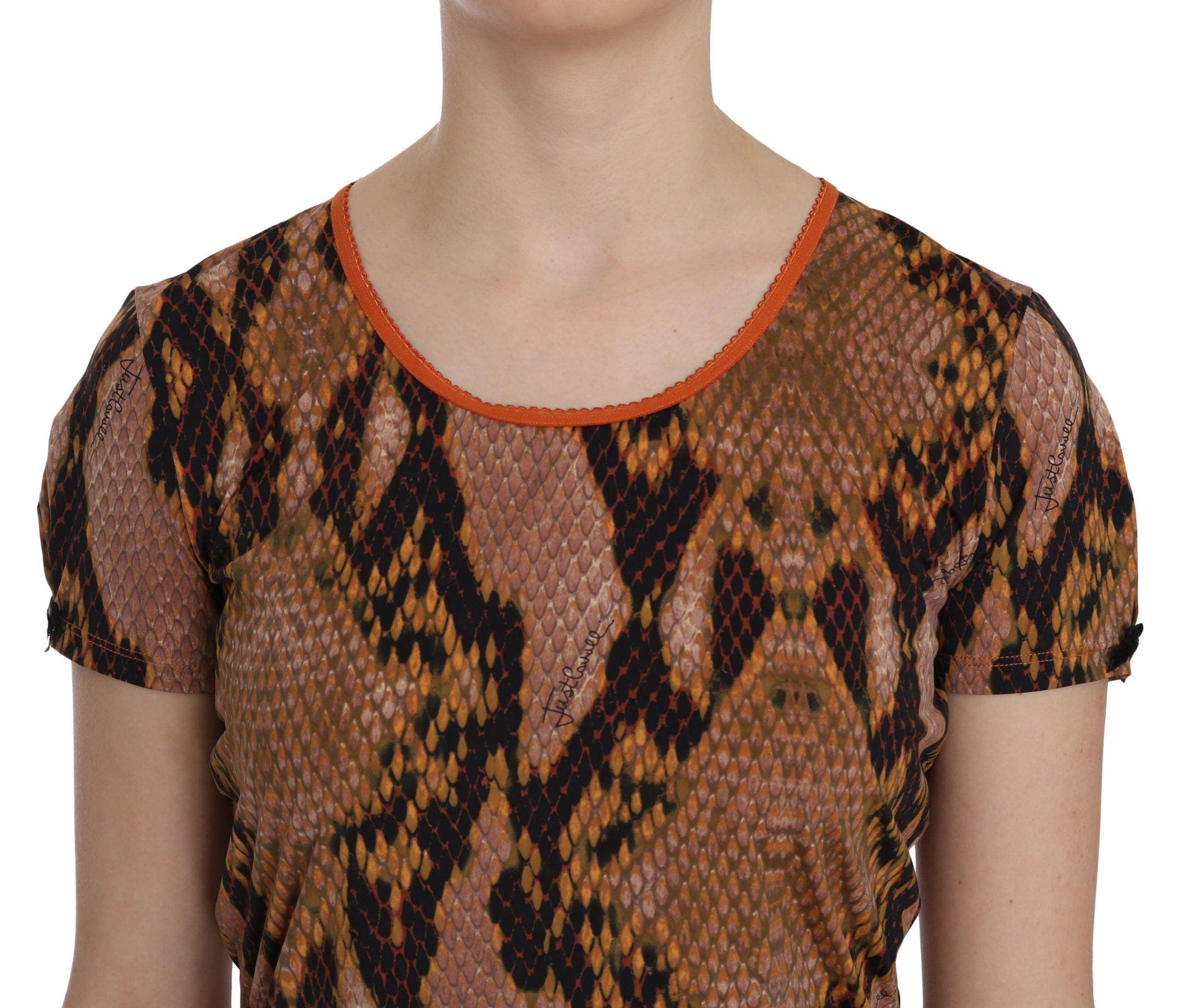 Just Cavalli Snake Skin Print Short Sleeve Top T-shirt - Hilstor