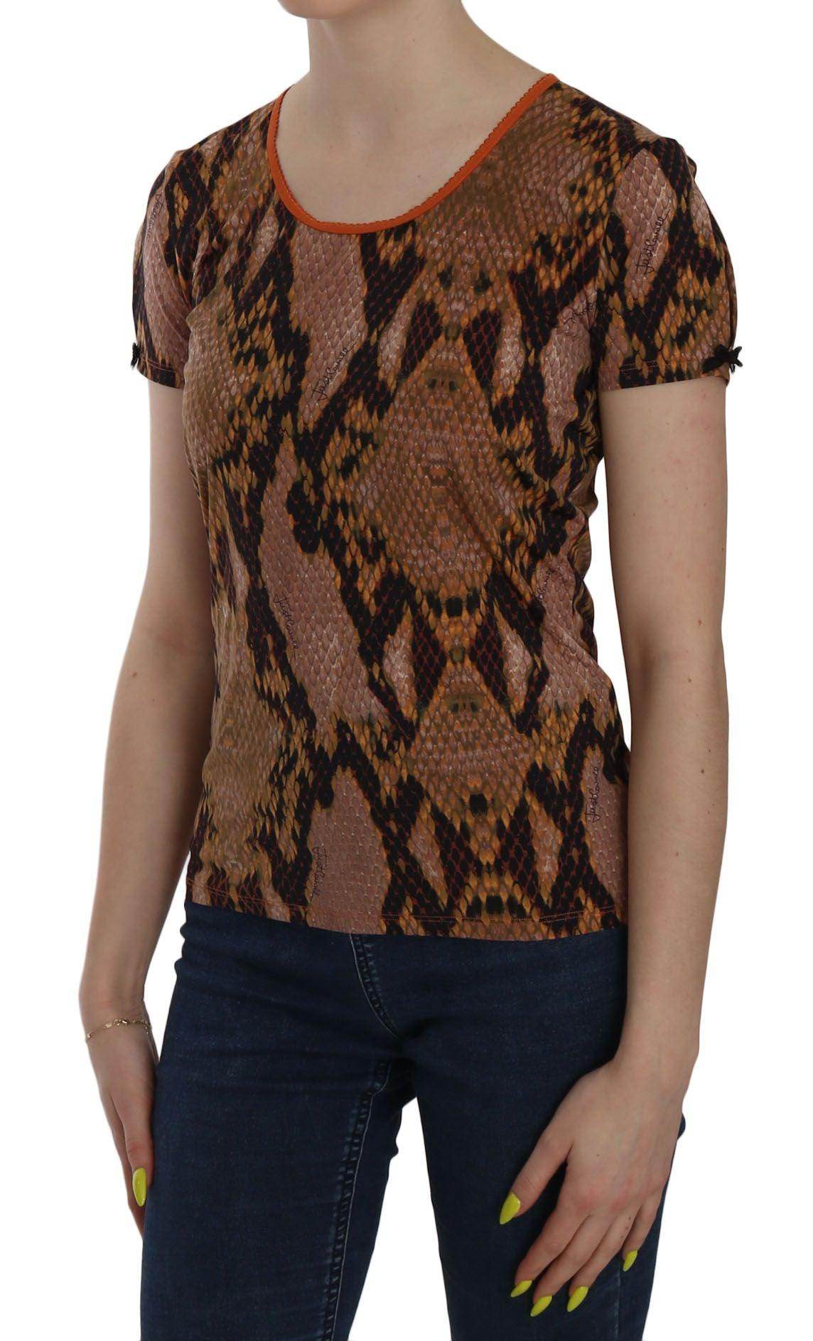 Just Cavalli Snake Skin Print Short Sleeve Top T-shirt - Hilstor