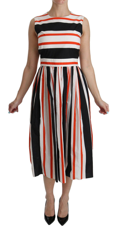 Dolce & Gabbana A-Line Pleated Midi Fashion Dress - Hilstor
