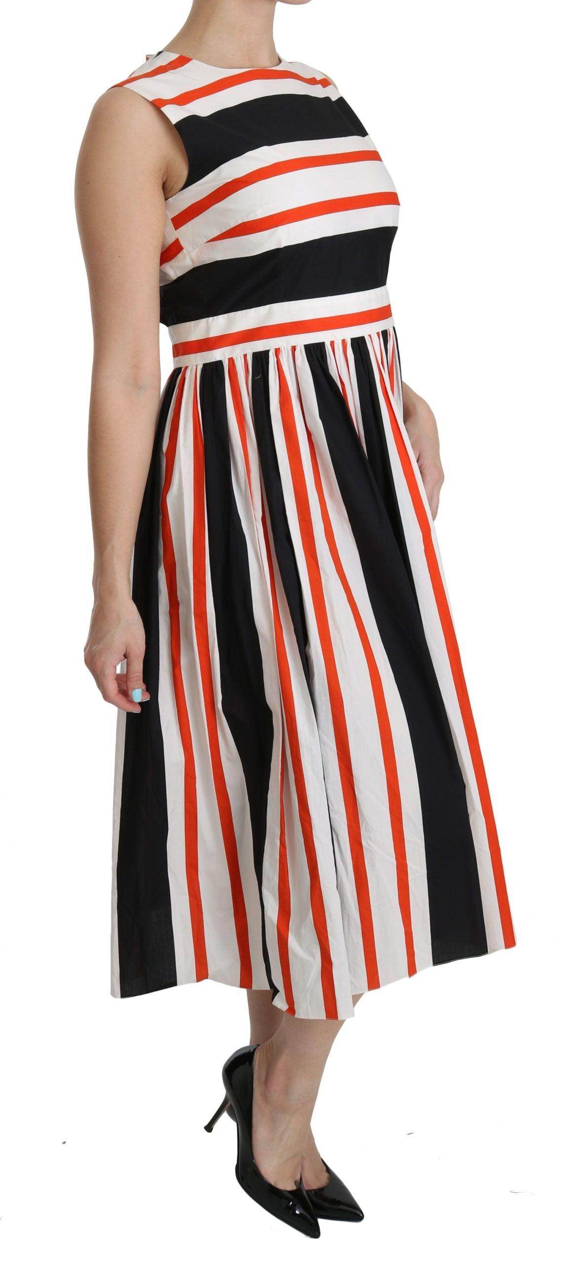 Dolce & Gabbana A-Line Pleated Midi Fashion Dress - Hilstor