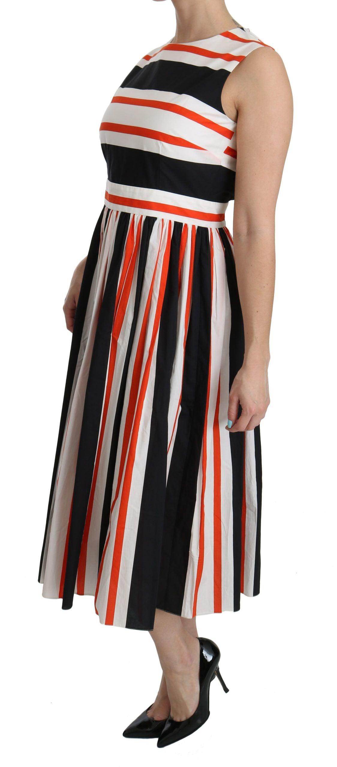 Dolce & Gabbana A-Line Pleated Midi Fashion Dress - Hilstor