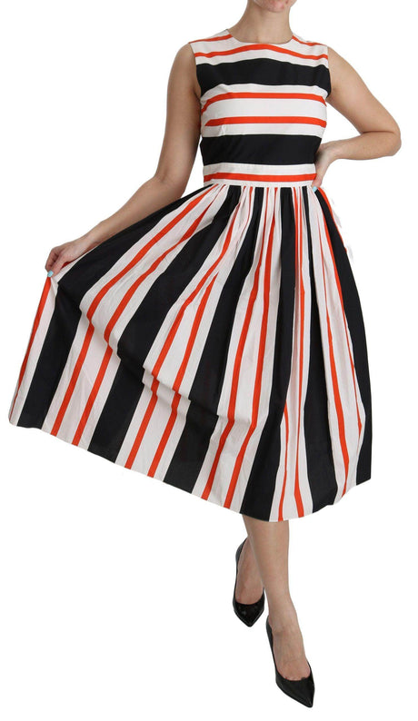 Dolce & Gabbana A-Line Pleated Midi Fashion Dress - Hilstor