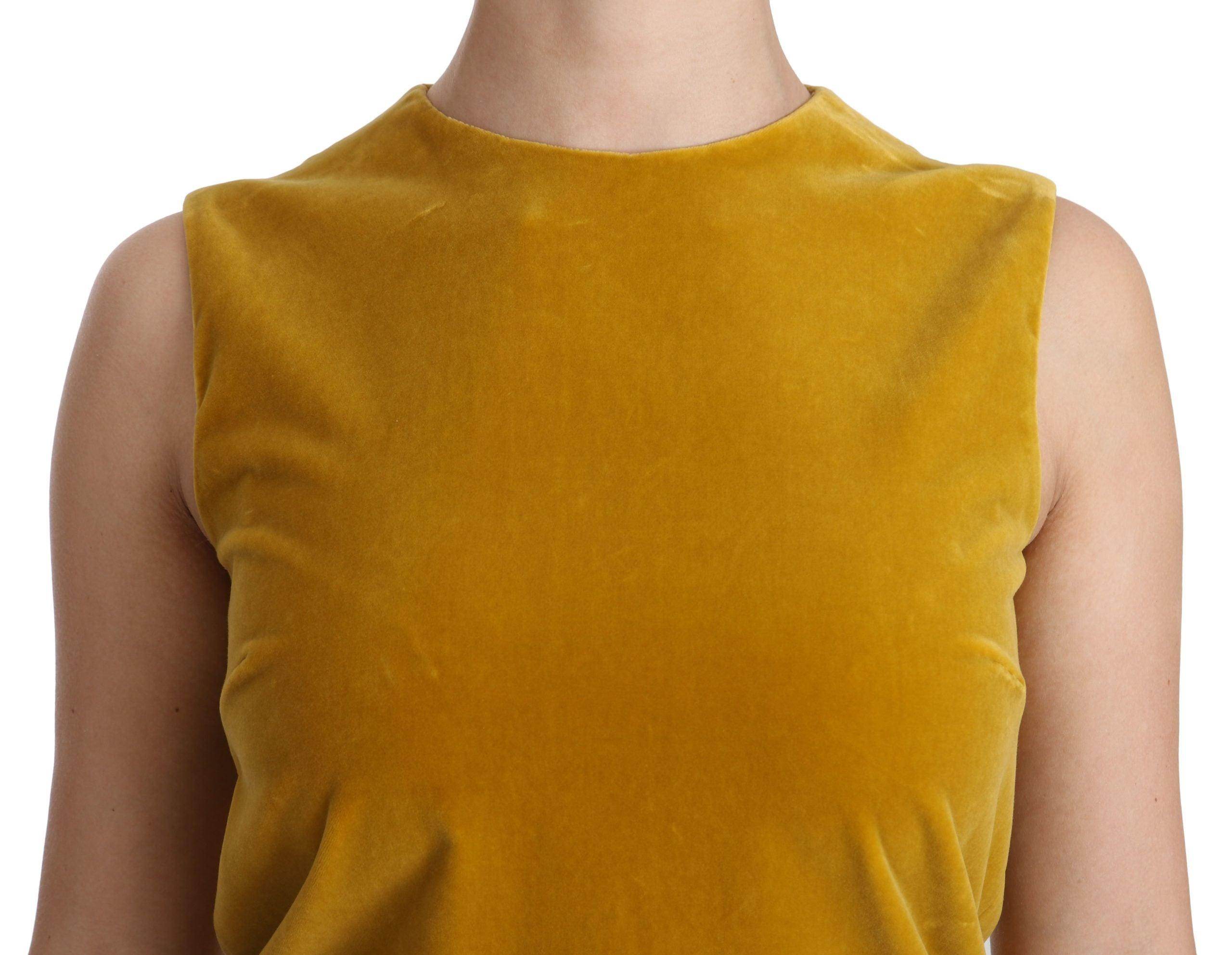 Dolce & Gabbana Mustard Velvet Shift Mini Dress - Hilstor