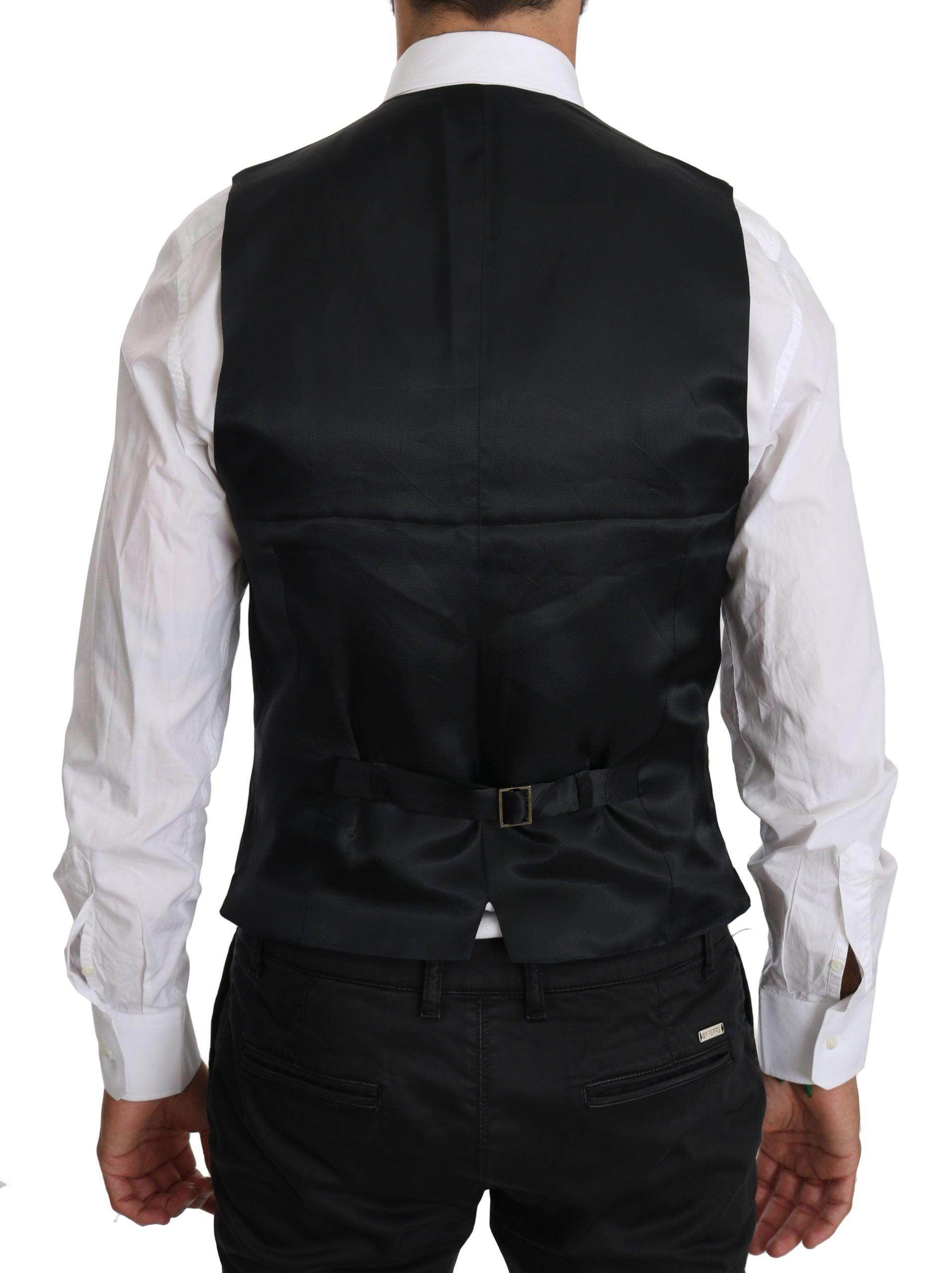 Dolce & Gabbana Blue Wool Waistcoat Formal Gilet Vest - Hilstor