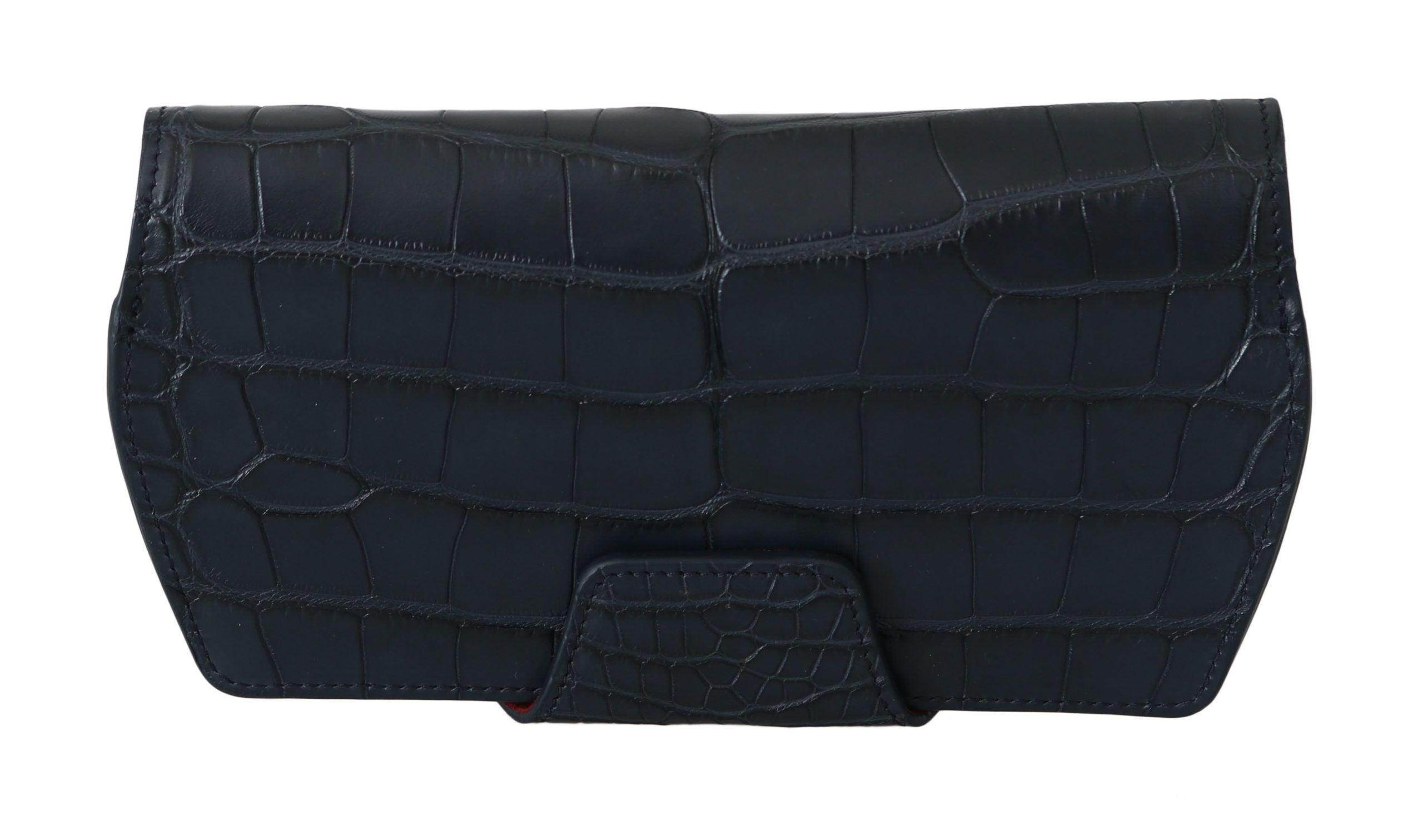 Dolce & Gabbana Elegant Blue Crocodile Leather Eyewear Pouch - Hilstor
