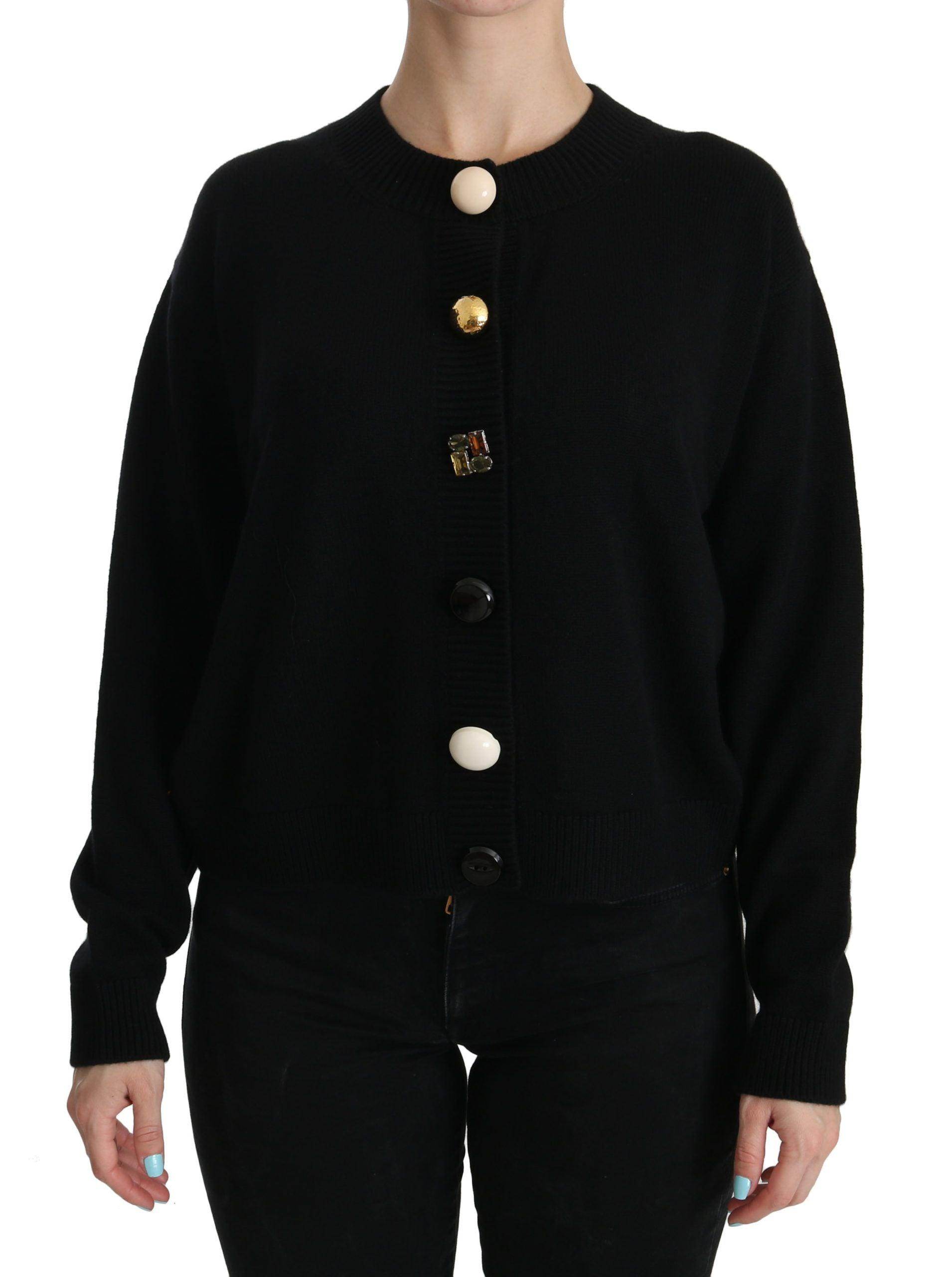 Dolce & Gabbana Black Button Embellished Cardigan Sweater - Hilstor