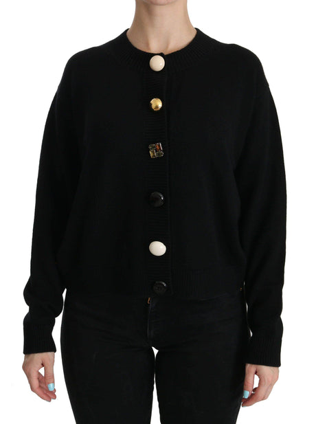 Dolce & Gabbana Black Button Embellished Cardigan Sweater - Hilstor