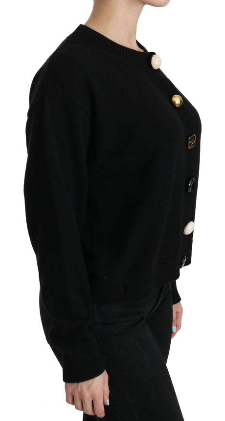 Dolce & Gabbana Black Button Embellished Cardigan Sweater - Hilstor