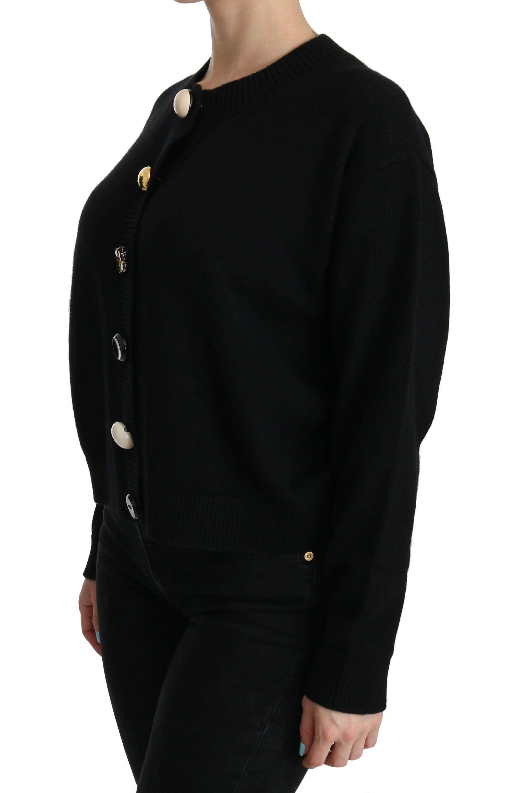 Dolce & Gabbana Black Button Embellished Cardigan Sweater - Hilstor