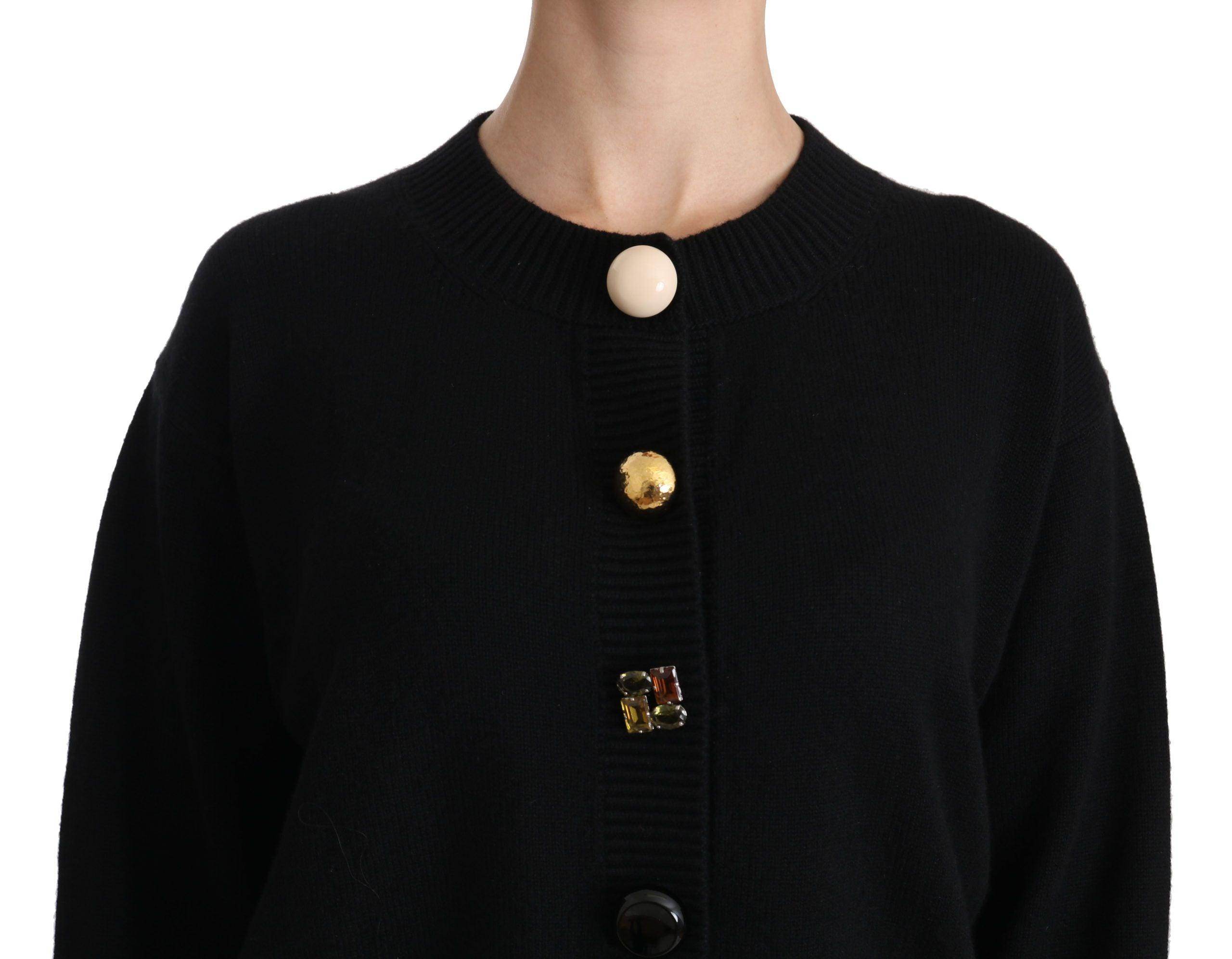 Dolce & Gabbana Black Button Embellished Cardigan Sweater - Hilstor