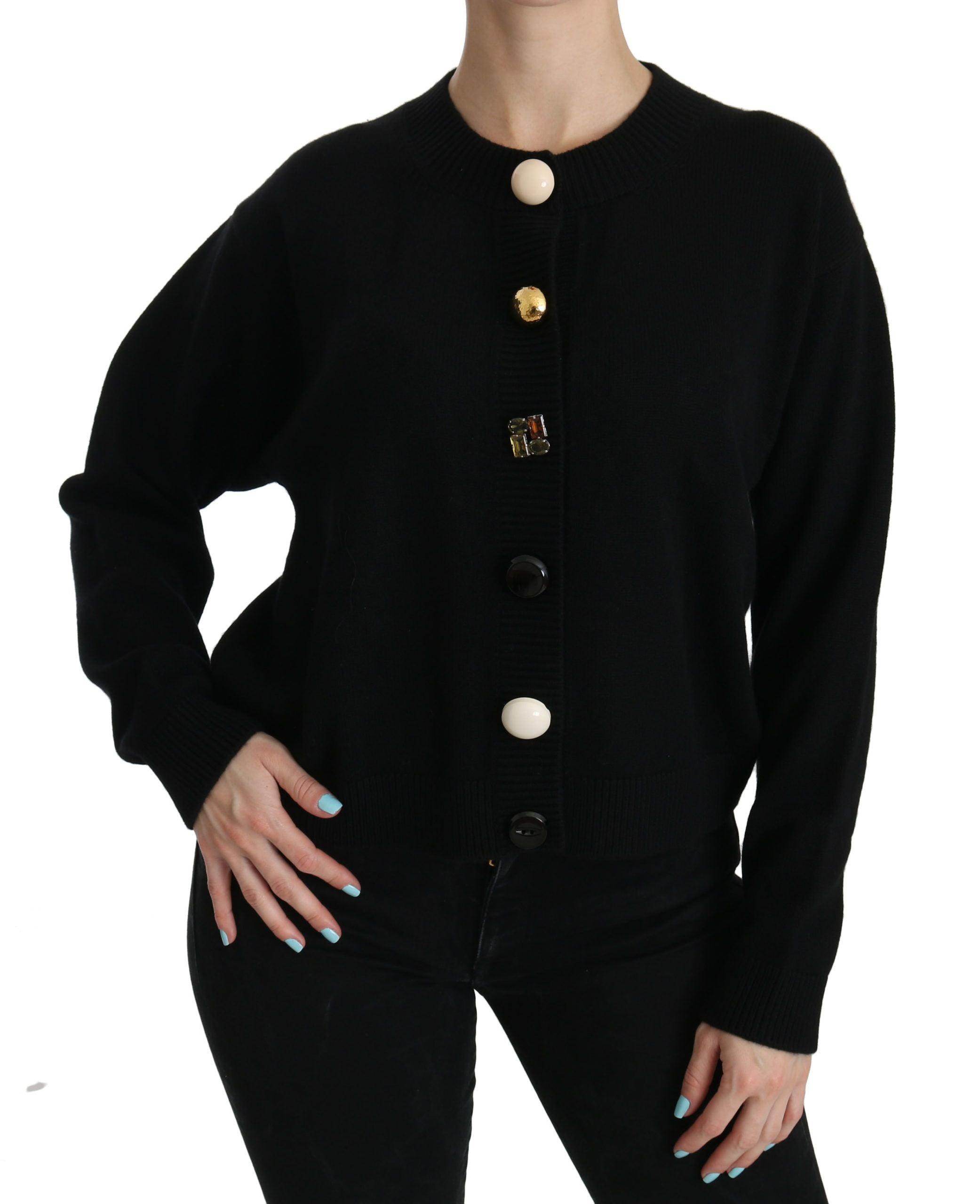 Dolce & Gabbana Black Button Embellished Cardigan Sweater - Hilstor