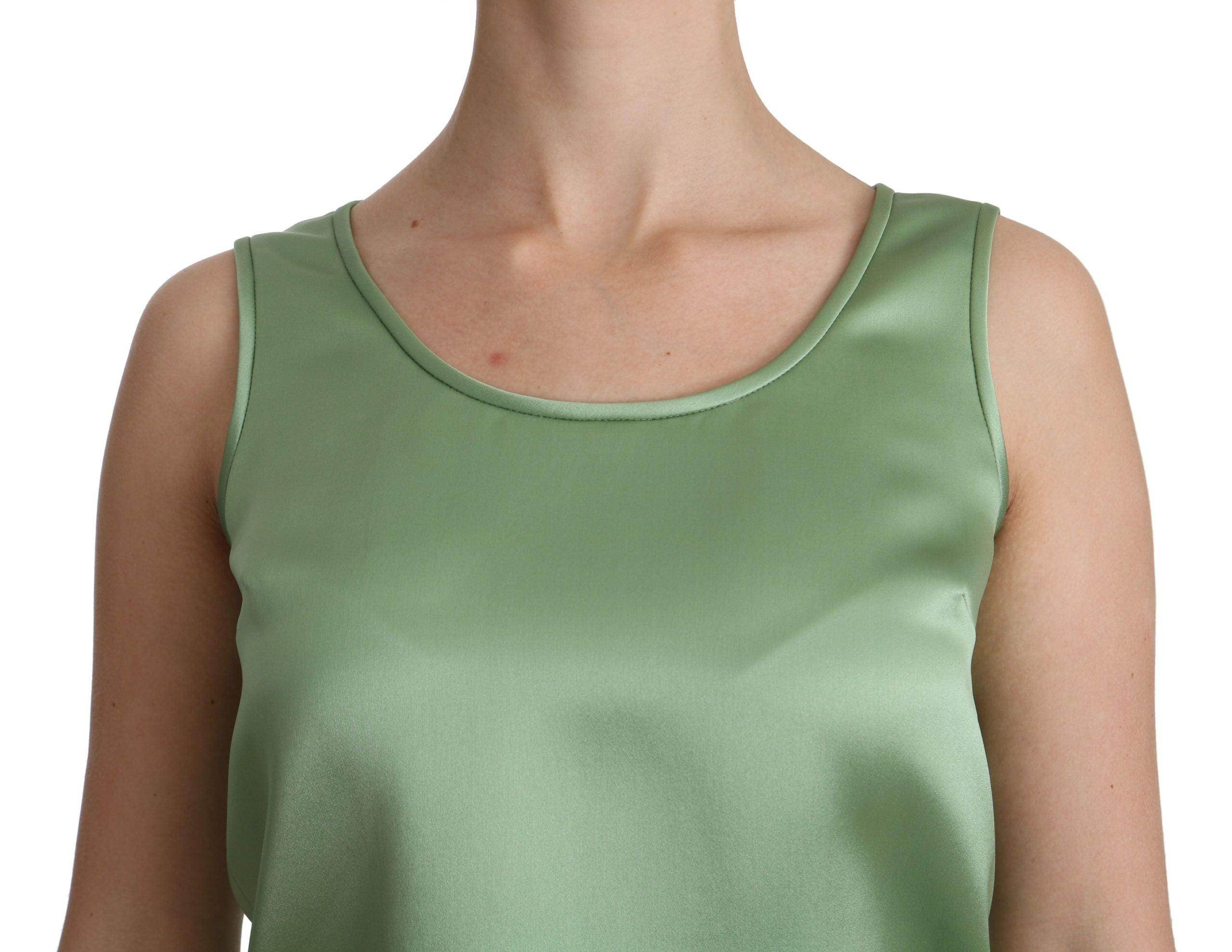 Dolce & Gabbana Green Sleeveless 100% Silk Top Tank Blouse - Hilstor