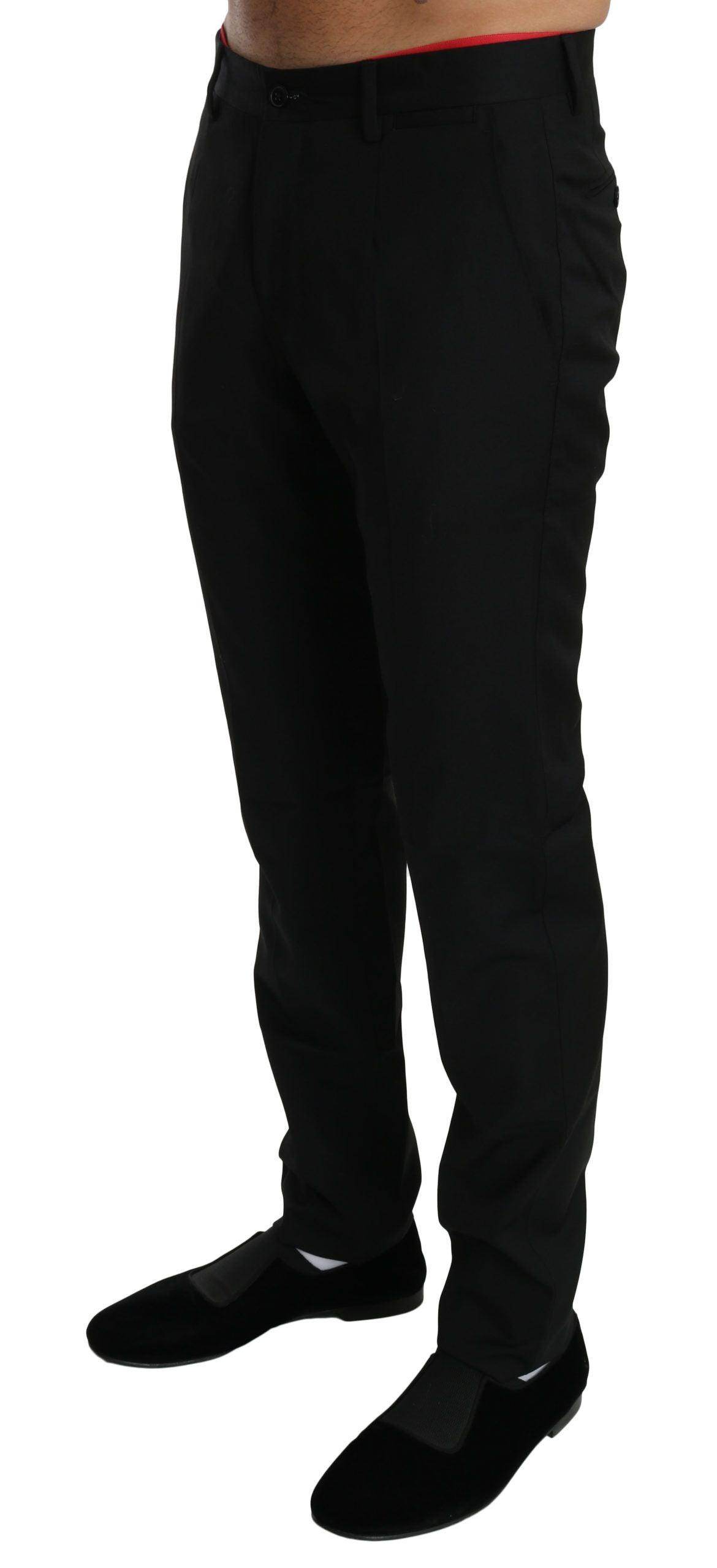 Dolce & Gabbana Black Dress Formal Trouser Mens Wool Pants - Hilstor