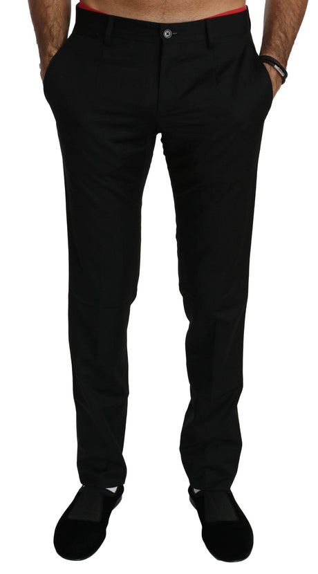 Dolce & Gabbana Black Dress Formal Trouser Mens Wool Pants - Hilstor
