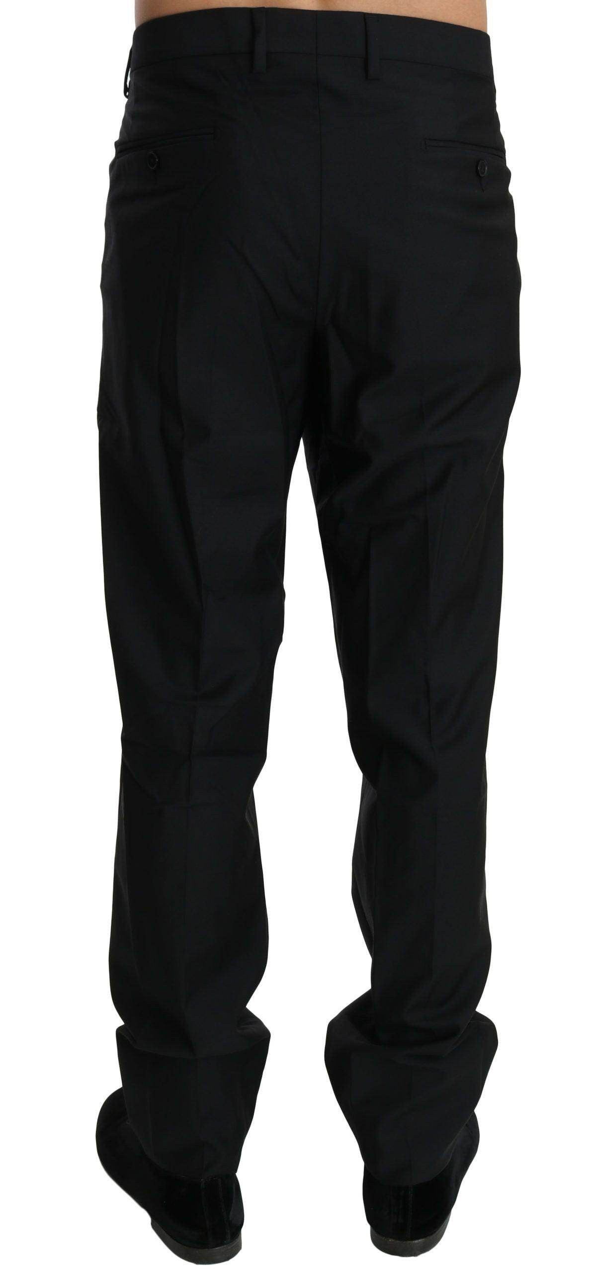 Dolce & Gabbana Black Dress Formal Trouser Men Wool Pants - Hilstor