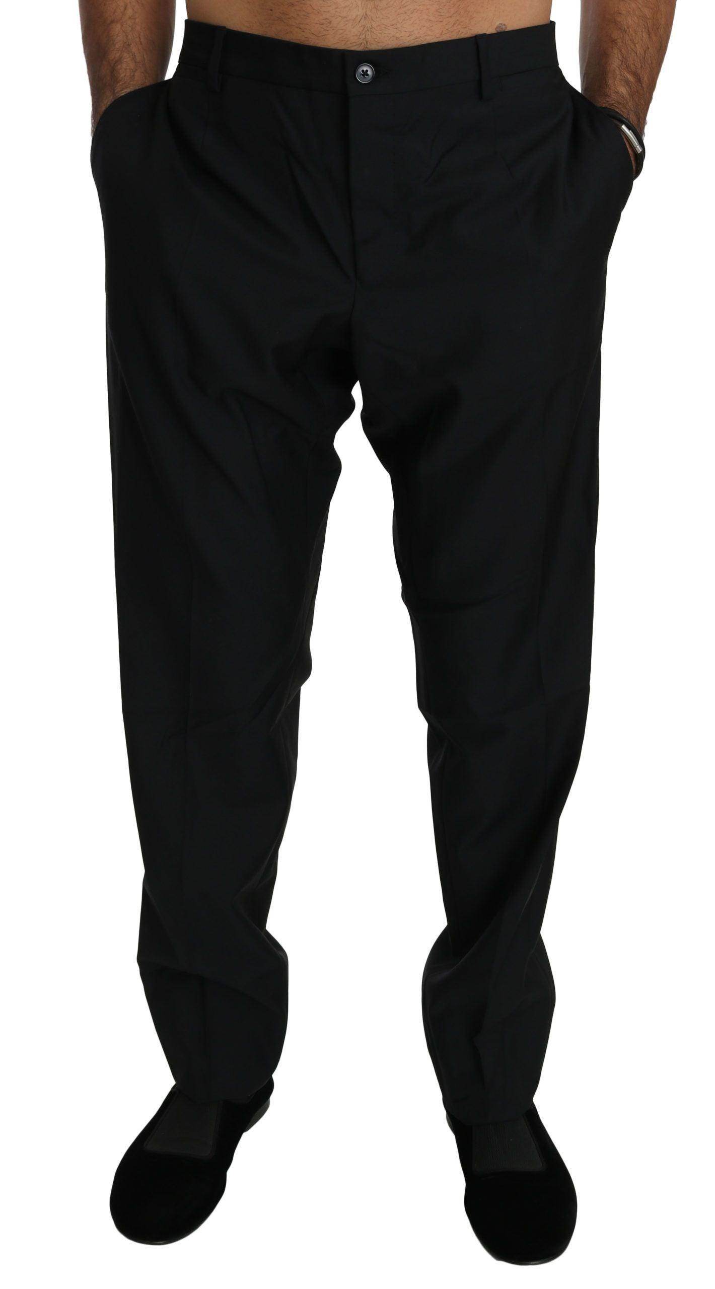 Dolce & Gabbana Black Dress Formal Trouser Men Wool Pants - Hilstor