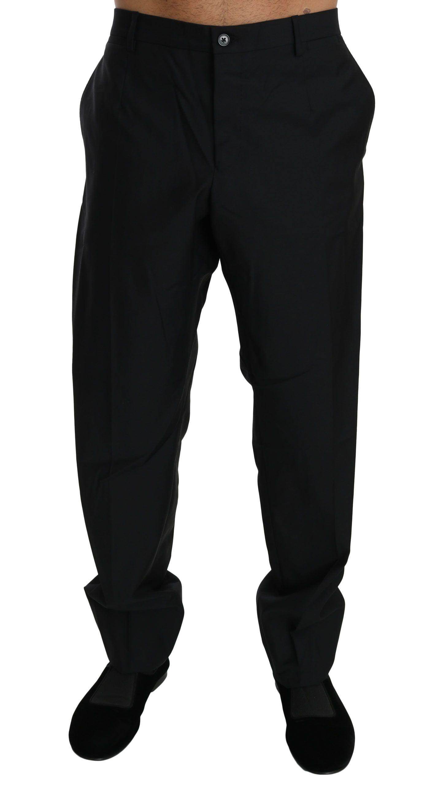 Dolce & Gabbana Black Dress Formal Trouser Men Wool Pants - Hilstor