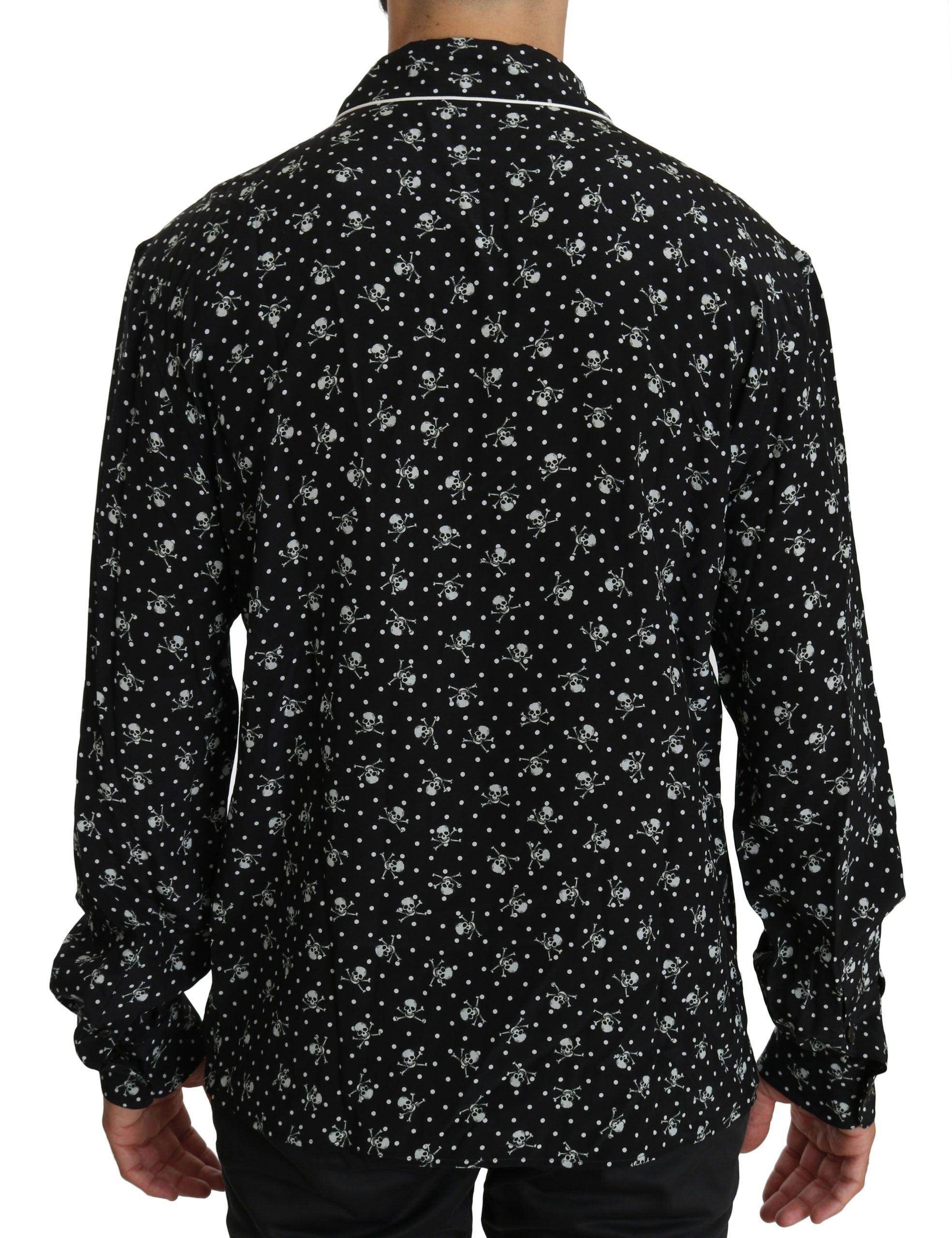 Dolce & Gabbana Elegant Silk Pajama Shirt with Skull Print - Hilstor