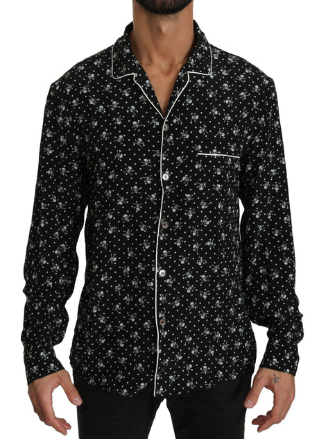 Dolce & Gabbana Elegant Silk Pajama Shirt with Skull Print - Hilstor