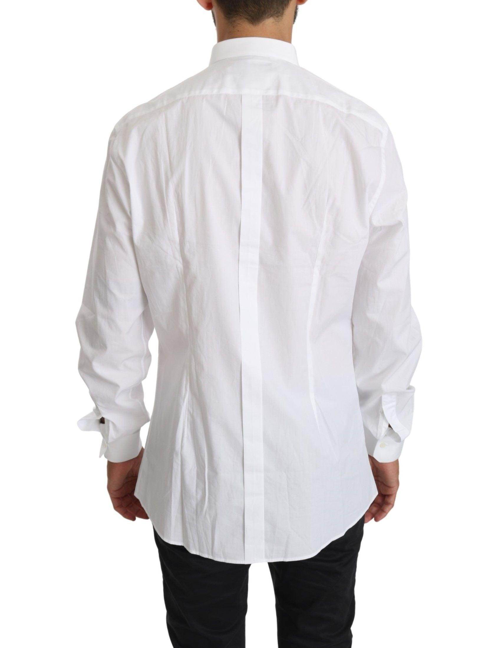 Dolce & Gabbana Elegant White Cotton Gold Fit Shirt - Hilstor
