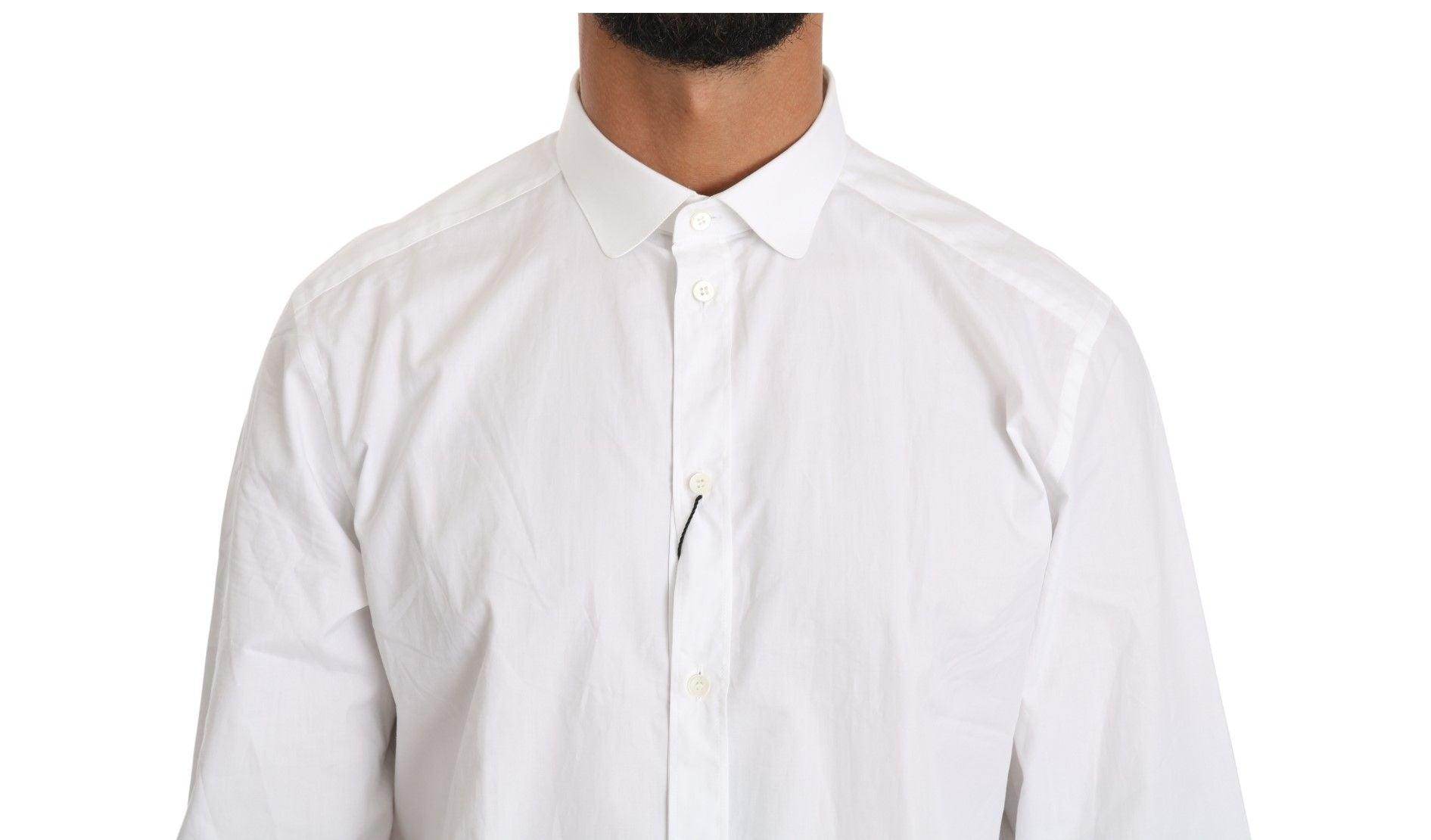 Dolce & Gabbana Elegant White Cotton Gold Fit Shirt - Hilstor