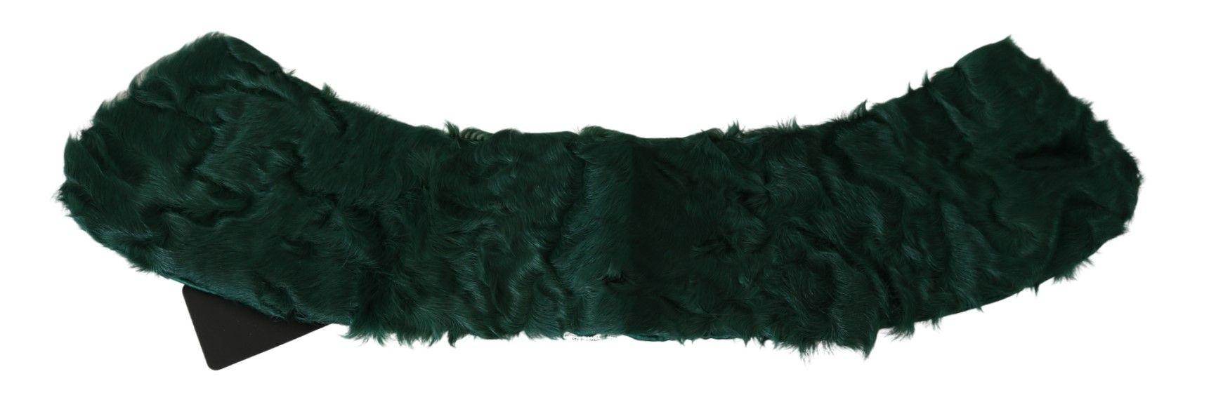 Dolce & Gabbana Green Fur Shoulder Collar Wrap Lambskin Scarf - Hilstor