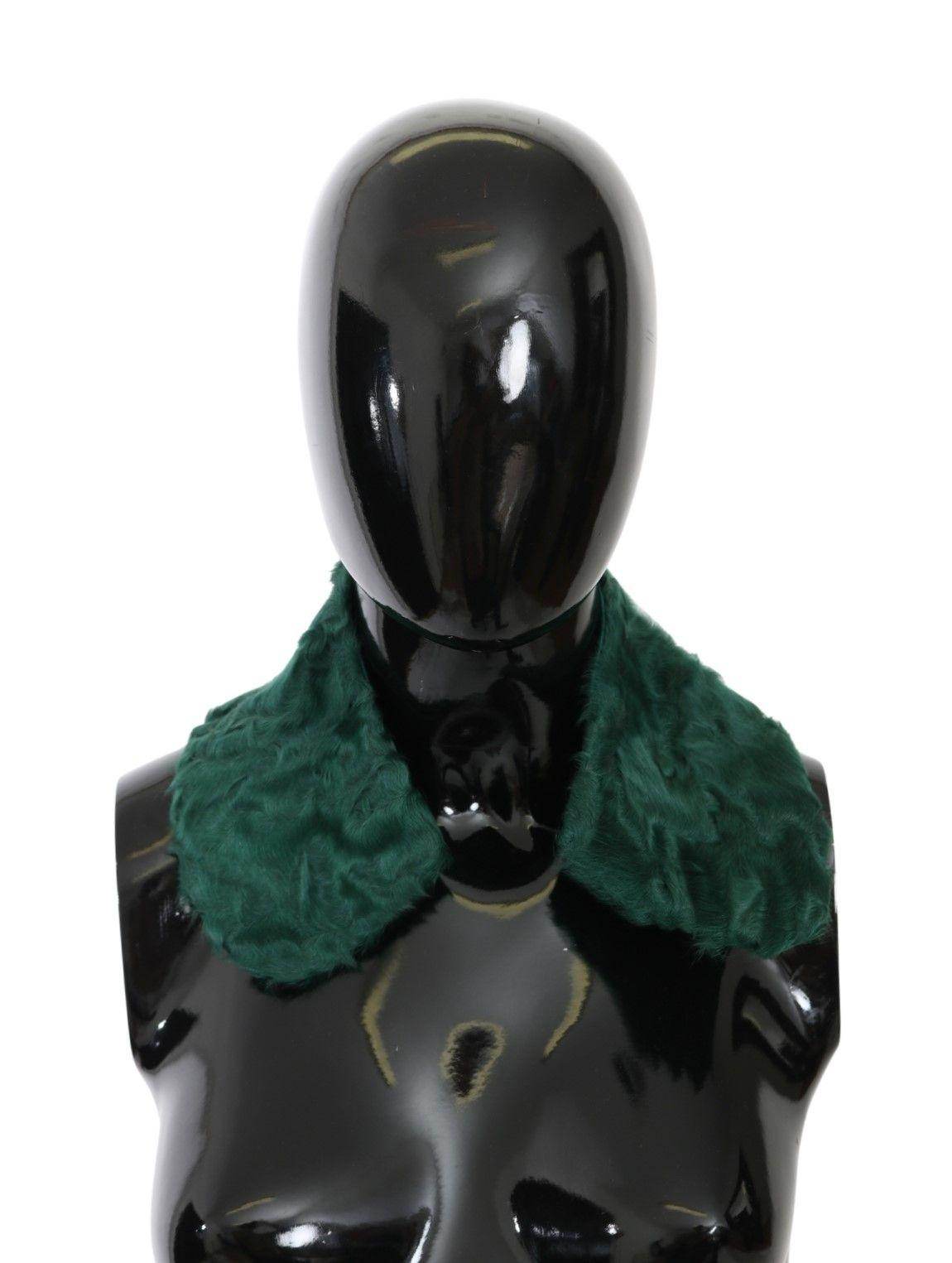 Dolce & Gabbana Green Fur Shoulder Collar Wrap Lambskin Scarf - Hilstor