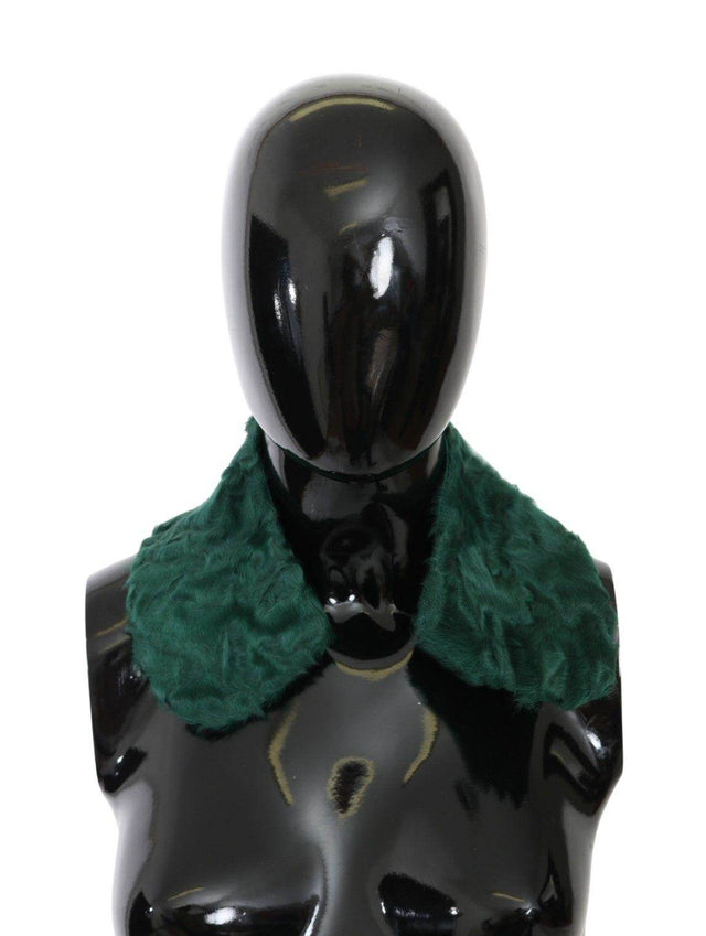 Dolce & Gabbana Green Fur Shoulder Collar Wrap Lambskin Scarf - Hilstor