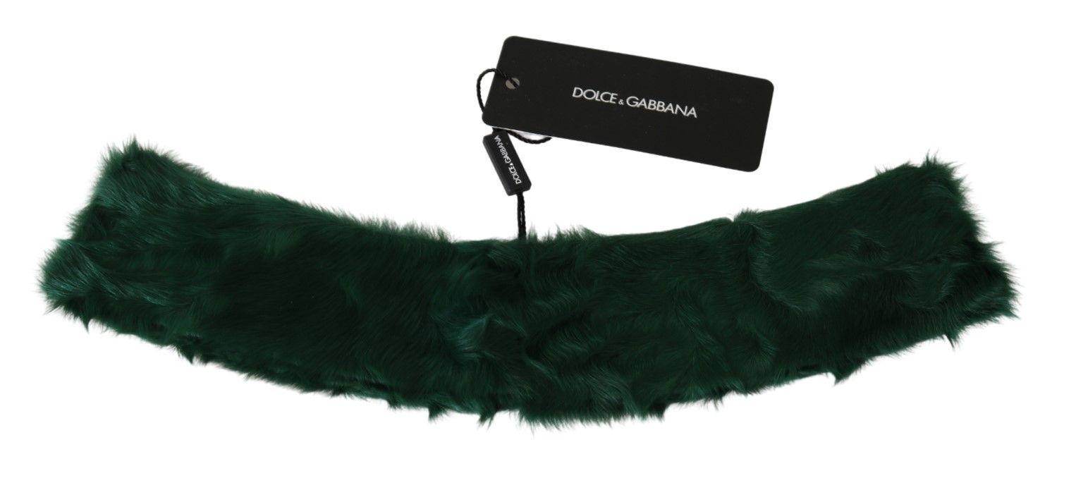 Dolce & Gabbana Green Fur Neck Collar Wrap Lambskin Scarf - Hilstor