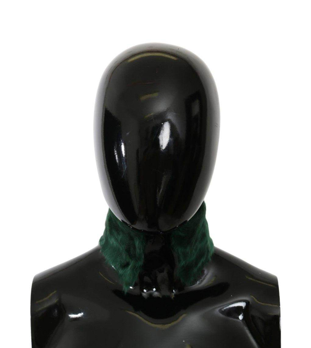 Dolce & Gabbana Green Fur Neck Collar Wrap Lambskin Scarf - Hilstor